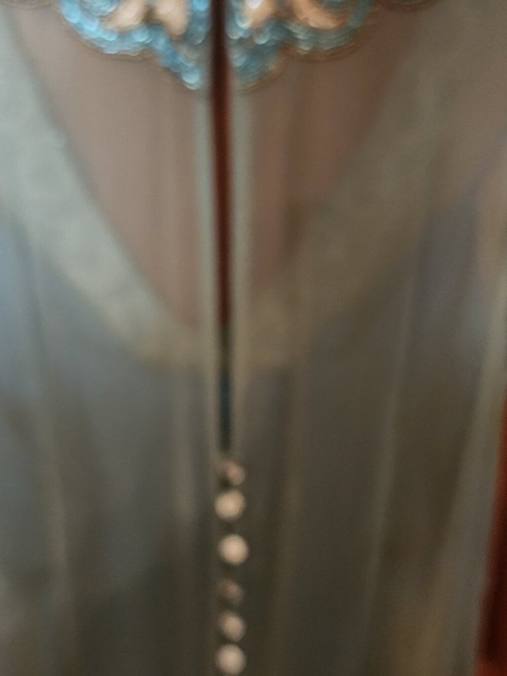 Gorgeous Beaded Sheer Silk Dress. Bias-Cut Underdress Silk Charmeuse.Blue. 8 - Picture 9 of 10